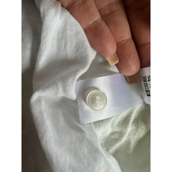 Zara Women's 100% Cotton Semi Sheer Tie Sleeves Button Down Pleated Shirt Top L - Picture 7 of 8